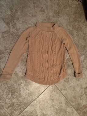 Talbots Cable Knit Turtleneck Sweater - Tan